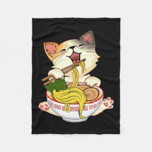 Manta Polar Gracioso gato de Kamala Anime comiendo fideos de R