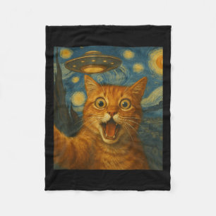 Manta Polar Gracioso gato Naranja Selfie Halloween Para Mujere