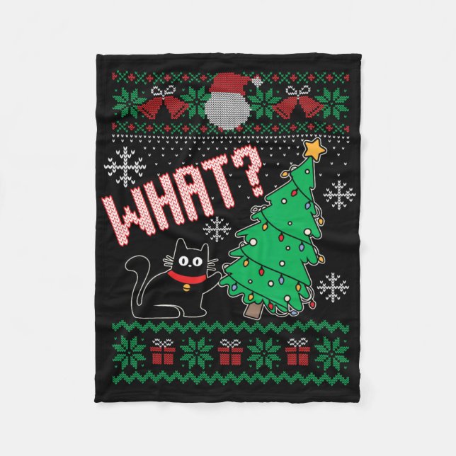 Manta Polar Gracioso gato Navidades feos suéter a Feline Chris (Anverso)