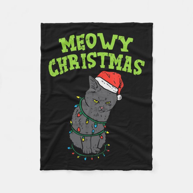Manta Polar Gracioso gato negro Navidades miowy Graciosos gato (Anverso)