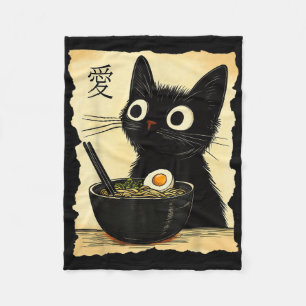 Manta Polar Gracioso gato Ramen Tee japonés Kawaii Anime