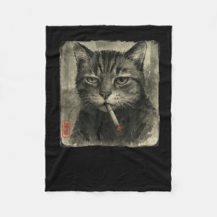 Manta Polar Gracioso gato triste cigarrillo cigarrillo meme Lo