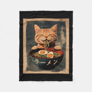 Manta Polar Gracioso Ginger Cat Ramen Gráfico japonés Tee Kawa