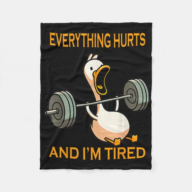 Manta Polar Gracioso Gym Duck Cita Todo Duele Y Estoy Cansado (Anverso)