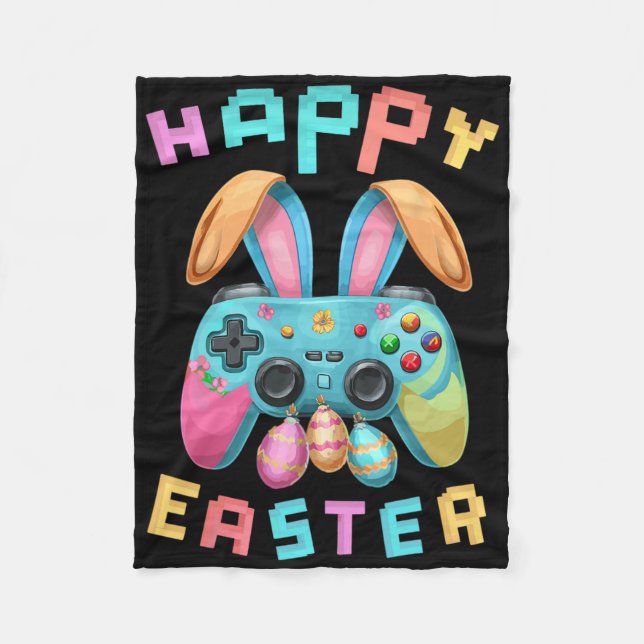 Manta Polar Gracioso Happy Easter Bunny Gaming Controller B (Anverso)