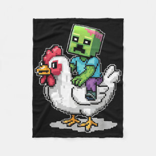 Manta Polar Gracioso Jockey Pixel Montando Jockey De Pollo En 
