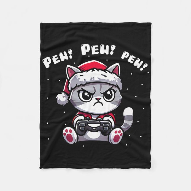 Manta Polar Gracioso jugador de gatos Pew videojuego Navidades (Anverso)