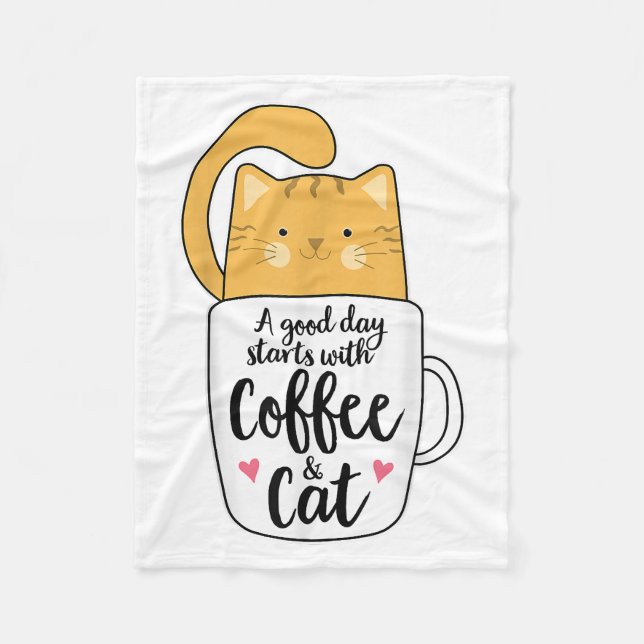 Manta Polar Gracioso Naranja Cat Coffee Mug Cat Lover (Anverso)