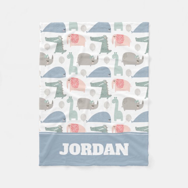 Manta Polar Gracioso patrón animal facial (Anverso)