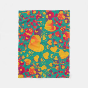 Manta Polar Gracioso patrón cardíaco IX - amarillo rojo verde