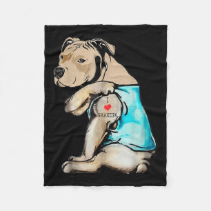 Manta Polar Gracioso perro Pitbull Amo Abuelo Tattoo Funny Gra