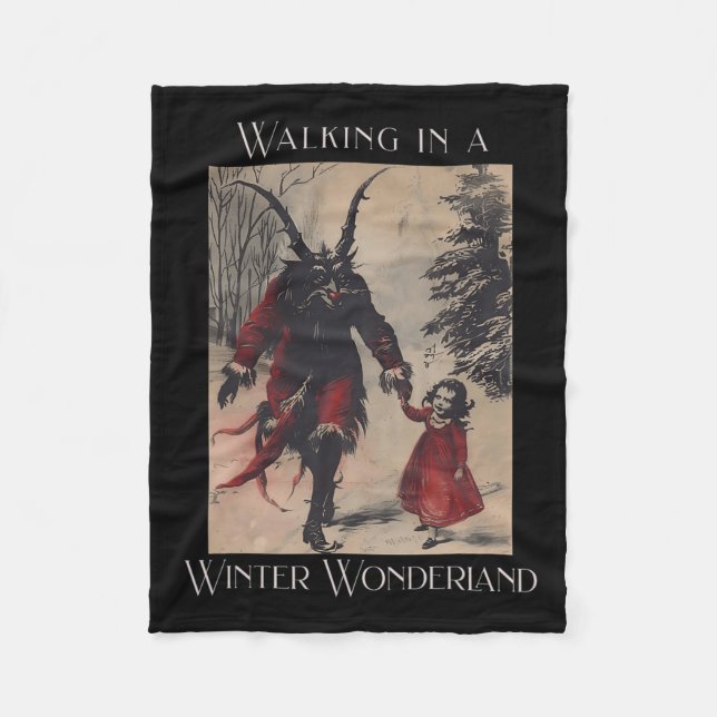 Manta Polar Gracioso Retro Caminando En Invierno Maravilla Mer (Anverso)