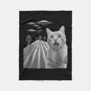 Manta Polar Gracioso Sorprendido De Selfie De Gato Asustado Co