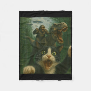 Manta Polar Gracioso Sorprendido Gato Selfie T-rex Dinosaur B