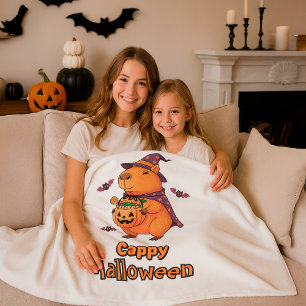 Manta Polar Gracioso Spooky Cute Gift Cappy Halloween Capybara