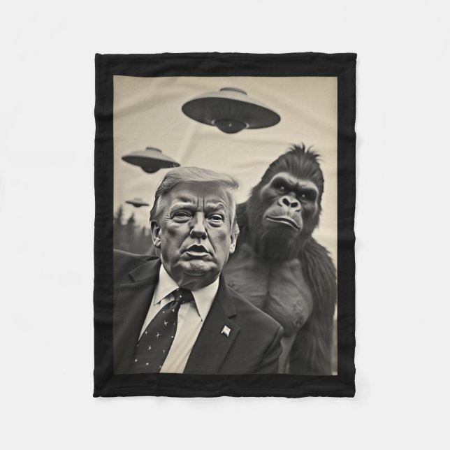 Manta Polar Gracioso Trump Bigfoot Selfie Con Alienígena Extra (Anverso)