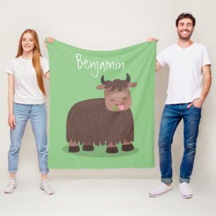 Manta Polar Gracioso yak feliz comiendo hierba personalizado i