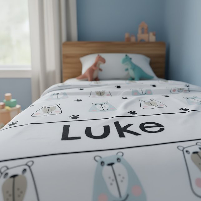 Manta Polar Graciosos Bears Kids (kids fleece blanket with name and bears)
