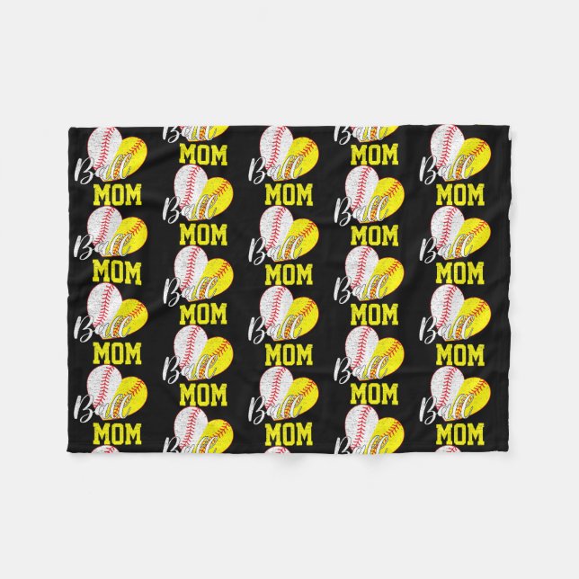 Manta Polar Graciosos Regalos De Ball Mom Softball Baseball Pa (Frente (Horizontal))