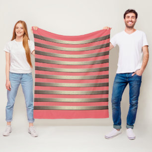 Manta Polar Gradiente purpurina dorado rayas rayadas cora