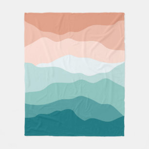 Manta Polar Gradiente verde rosa a azul Montañas Minimalistas
