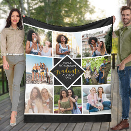 Manta Polar Graduación 8 Collage fotográfico en negro y oro