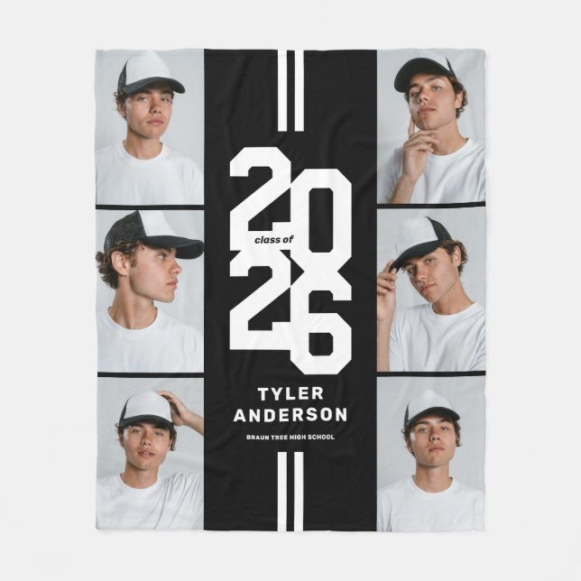 Manta Polar Graduación de Collage de fotos de Graduado Atlétic (Anverso)