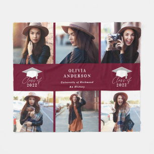 Manta Polar Graduación de escritura burgundy multifoto moderna