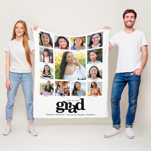 Manta Polar Graduación K-12 Collage de fotos blanco negro mode (In situ)