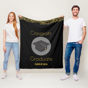Manta Polar Graduado de felicitaciones con Purpurina de oro fa