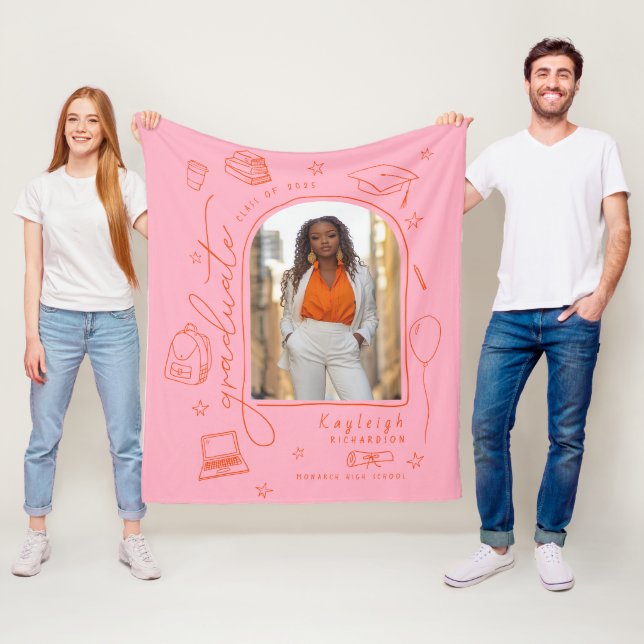 Manta Polar Graduado de fotografía Naranja rosa (In situ)