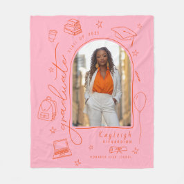 Manta Polar Graduado de fotografía Naranja rosa