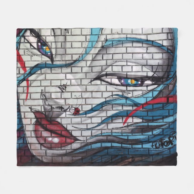 Manta Polar Graffiti Chica asiático (Frente (Horizontal))