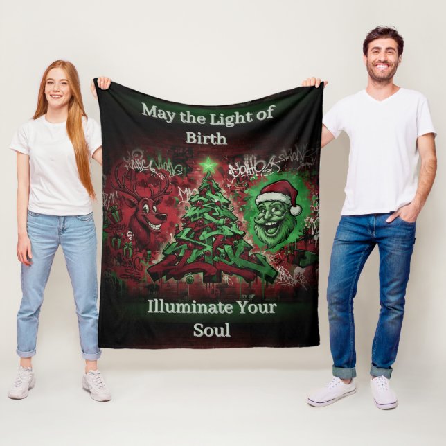 Manta Polar Graffiti Christmas Fleece Blanket 50x60 (In situ)