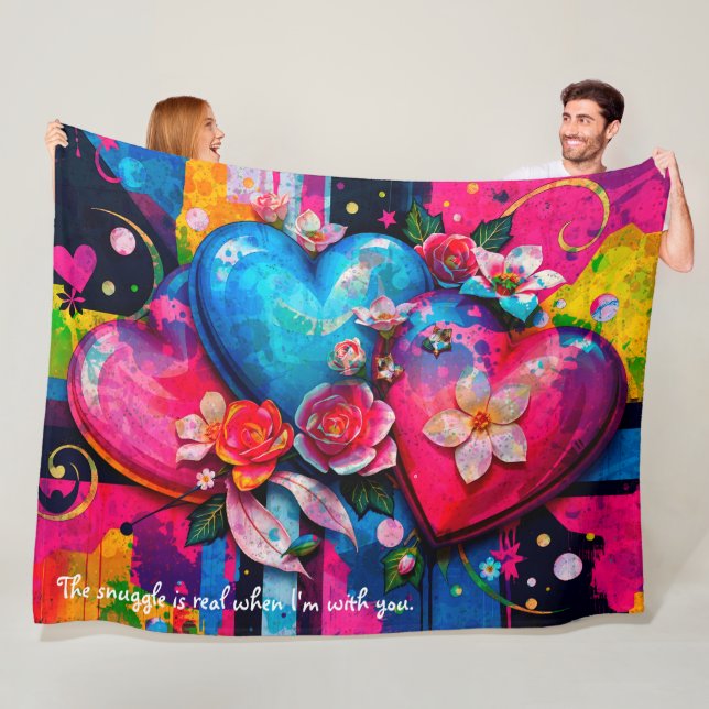 Manta Polar [Graffiti Love}  Romantic Funny Snuggle Throw  (In situ)