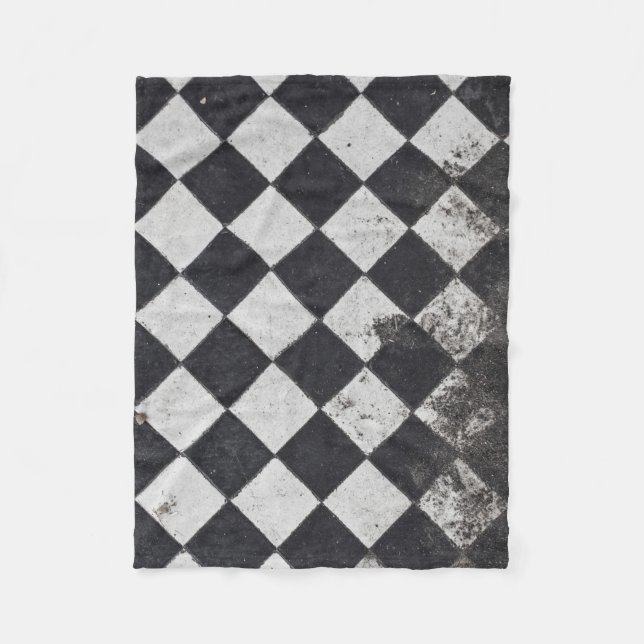 Manta Polar Gráfica de arlequín blanco y negro (Anverso)