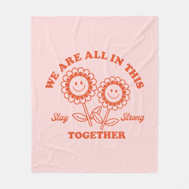 Manta Polar Gráfica de flor retro feliz (Anverso)