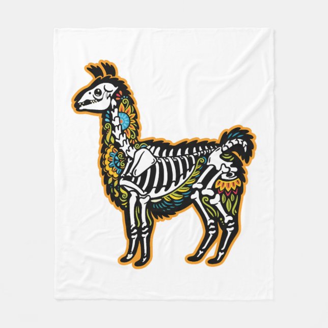 Manta Polar Gráfica divertida de Halloween Llama Skeleton - (Anverso)