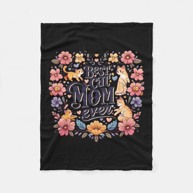 Manta Polar Gráfica gata divertida madre gata gatito mejor gat (Anverso)