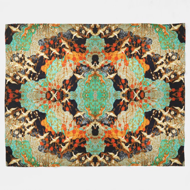 MANTA POLAR GRÁFICAS VOLADORAS CON FLORES DE PRIMAVERA (Frente (Horizontal))