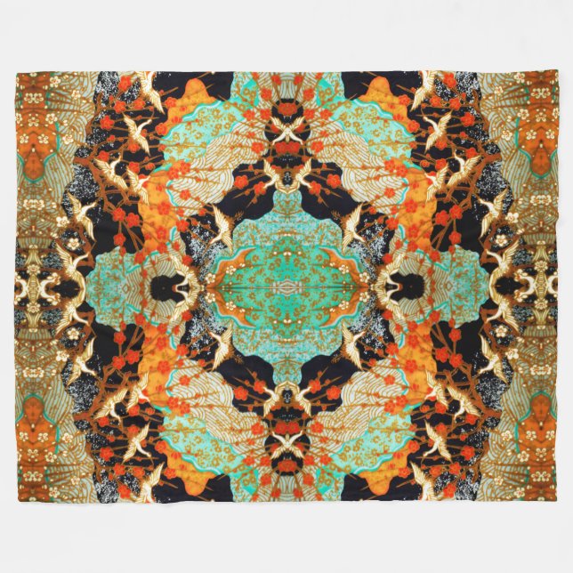 MANTA POLAR GRÁFICAS VOLADORAS CON FLORES DE PRIMAVERA (Frente (Horizontal))