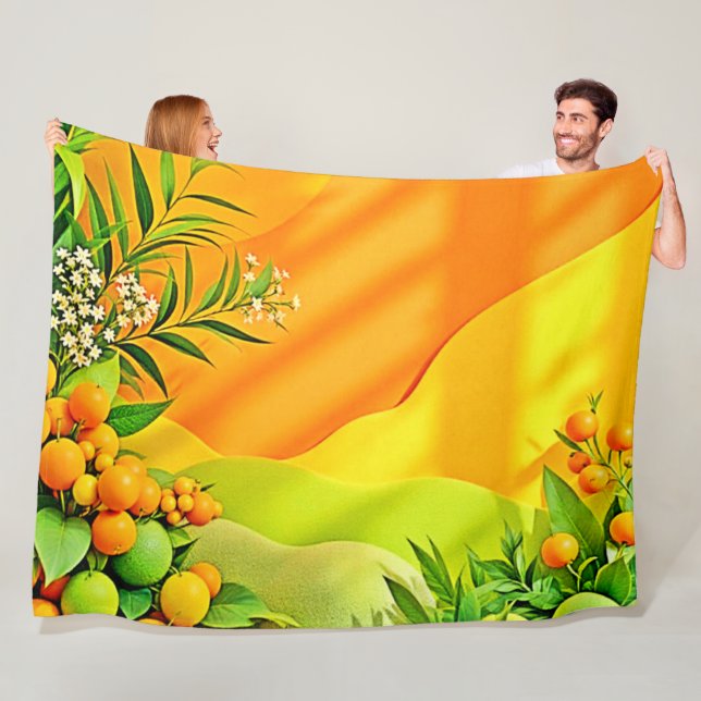 Manta Polar Gráfico de cítricos y hojas (In situ)