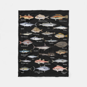 Manta Polar Gráfico de identificación de peces vintage de pesc