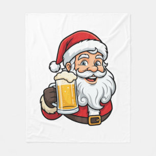 Manta Polar Gráfico de Navidad de Papá Noel bebiendo cerveza