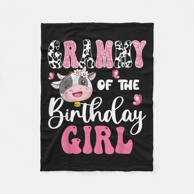 Manta Polar Grammy Of Birthday Chica Farm Cow Primer Cumpleaño (Anverso)