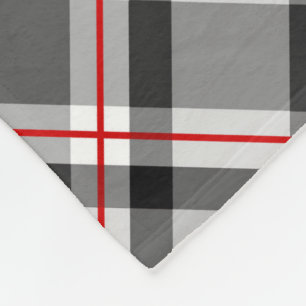 Manta Polar Gran acabado moderno, negro, blanco, gris y rojo