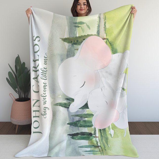 Manta Polar Gran bienvenida, pequeña canasta de niños elefante (Big Welcome Little One Elephant Kids Blanket)