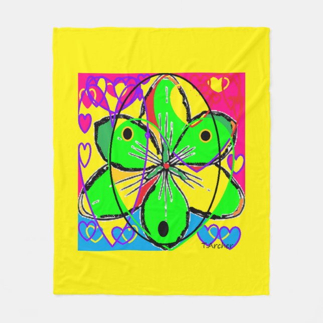 Manta Polar Gran flor firma diseño de arte original muy bonito (Anverso)