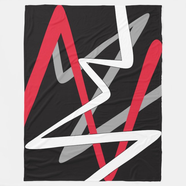 Manta Polar Gran Funda, moderna, abstracta, negra, roja (Anverso)