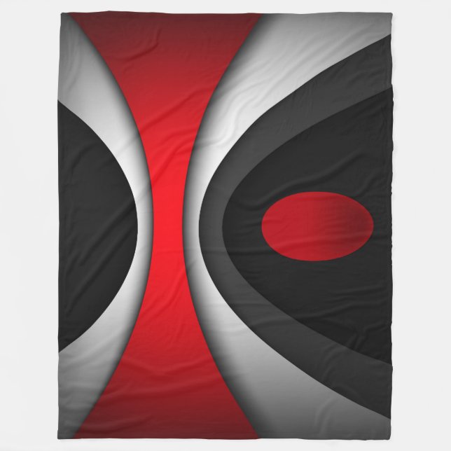 Manta Polar Gran Funda, moderna, abstracta, roja, negra (Anverso)